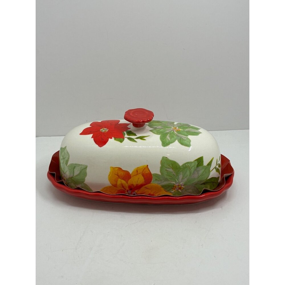 Pioneer Woman Holiday Cheer Butter Dish Stoneware - Picture 3 of 9
